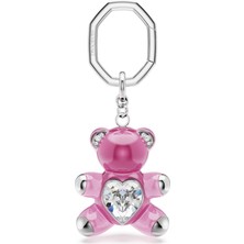 Swarovski Teddy Anahtarlik Ayicik Pembe Rodyum Kaplama