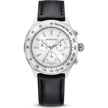 Swarovski Dextera Tachymetre Saat Isviçre Üretimi Deri Kayiş Gümüş Rengi Paslanmaz Çelik