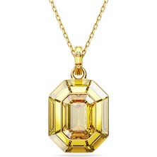 Swarovski Lucent Kolye Octagon Şekil Sari Altin Rengi Kaplama