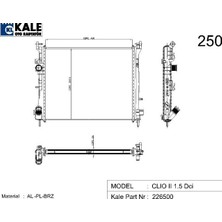Kale Radyatör Renault Clıo Iı 09- 1.5 Dci Radyatör 1 Sıra Alüminyum Brazing Sistem (1 Ad )