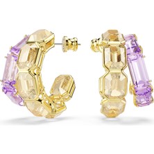 Swarovski Millenia Halka Küpe Karişik Kesim Çok Renkli Sari Altin Rengi Kaplama Std