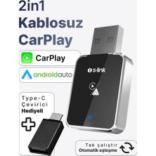 Renas Store S-Link SL-CAR01 2ın1 Android Cihazlar Kablosuz Android Auto Carplay ADAPTÖRÜ(1923)
