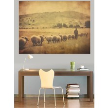 Mushen Studio Çoban Koyun Sürüsü Pastoral Kanvas Tablo Klasik Duvar Dekoru Sanat Eseri Çerçevesiz Ev Ofis