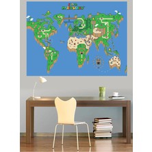 Mushen Studio Super Mario World Dünya Haritası Kanvas Tablo Retro Oyun Duvar Dekoru Sanat Eseri Çerçevesiz Ev Ofis