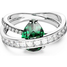 Swarovski Hyperbola Yüzük Mixed Cut Double Bands Yeşil Rodyum Kaplama 50