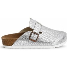 Sivarro Unisex Boston Gümüş Kapalı Burun Terlik Rahat Taban Günlük Ev & Dış Mekan Konforlu Şehir Terliği