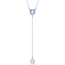 Swarovski Stilla Attract Y-Kolye Yuvarlak Kesim Mavi Rodyum Kaplama Std