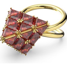 Swarovski Curiosa Yüzük Triangle Cut Triangle Kırmızı Sarı Altın Rengi Kaplama 58