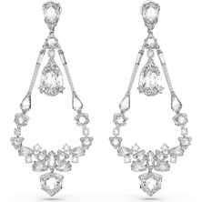 Swarovski Mesmera Clip Küpe Mixed Cut Chandelier Long Beyaz Rodyum Kaplama
