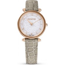 Swarovski Crystalline Wonder Saat Deri Kayiş Bej Pembe Altin Rengi Kaplama