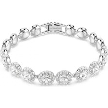 Swarovski Una Angelic Bileklik Kalin Yuvarlak Kesim Beyaz Rodyum Kaplama