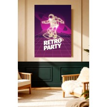 Mushen Studio Retro Party Neon Astronot Kanvas Tablo Synthwave Duvar Dekoru Sanat Eseri Çerçevesiz Ev Ofis