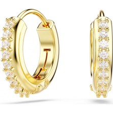 Swarovski Matrix Halka Küpe Round Cut Beyaz Sari Altin Rengi Kaplama