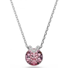 Swarovski Bella V Kolye Yuvarlak Kesim Pembe Rodyum Kaplama Std