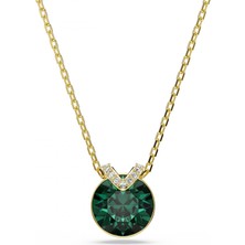 Swarovski Bella V Kolye Yuvarlak Kesim Yeşil Altin Rengi Kaplama Std