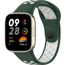 Renas Store Newface Redmi Watch 3 Spor Delikli Kordon - Haki Yeşil-Beyaz