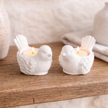 Lumi Home Kuş Figürlü 2’li Tealight Mumluk Seti  I Minimalist Beton Iskandinav Ev Dekoru