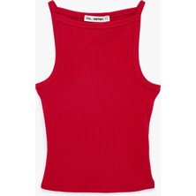 Koton Slim Fit Pamuklu Kolsuz Kayık Yaka Bluz