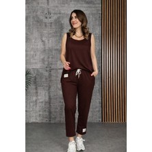 ZAGA Prime Mç Plus Kadın Askılı Yuvarlak Yaka Viskon Iki Iplik Bluz ve Eşofman Altı Ikili Takım