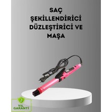 Marsilyan- 2’si 1 Arada Saç Düzleştirici ve Maşa – 5 Isı Seviyesi, Seramik Kaplama, Döner Kablolu Ergonomik Tasarım