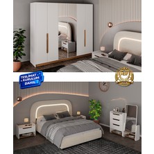 Vieva Sahra Yatak odası takımı 6 Kapılı Gardırop 100% Mdf - Teslimat & Kurulum Dahil