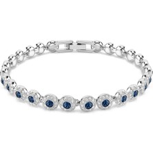 Swarovski Una Angelic Bileklik Ince Yuvarlak Kesim Mavi Rodyum Kaplama Std