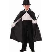 Renas Store Sihirbaz Pelerini 90 cm Sihirbaz Şapkası Siyah Renk Çocuk Boy