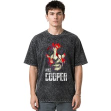 Sevbano Alice Cooper Rock Metal Şarkıcı Ön Baskılı Unisex Oversize Vintage Yıkamalı Tişört