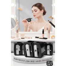 Renas Store 3'lü Profesyonel Çift Bıçaklı Makyaj Kalemi Açacağı - Alman Çeliği Keskinliği & Şeffaf Hazneli