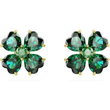 Swarovski Idyllia Stud Küpe Clover Yeşil Sari Altin Rengi Kaplama