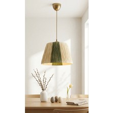 Decodelight El Yapımı Kağıt Ip Örme Krem Fıstık Yeşili Parçalı Desenli Tekli Sarkıtlı Avize Aydınlatma