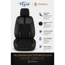 Trobus Seat Leon 2005+ Uyumlu Apex Serisi Tay Tüyü Bel Destekli Siyah Premium Koltuk Kılıfı