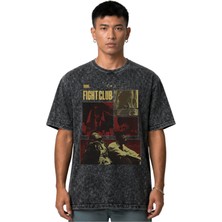 Sevbano Fight Club Dövüş Kulübü Tyler Durden Efsane Film Ön Baskılı Unisex Oversize Vintage Yıkamalı Tişört