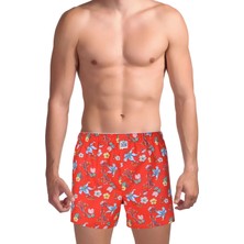 The Don Kırmızı Erkek Desenli Boxer TDNPOP133