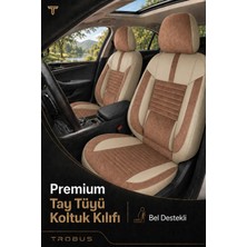 Trobus Seat Ibiza 2008+ Uyumlu Apex Serisi Tay Tüyü Bel Destekli Bej Kahve Koltuk Kılıfı