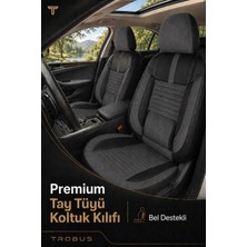 Trobus Peugeot 301 2012+ Uyumlu Apex Serisi Tay Tüyü Bel Destekli Füme Siyah Koltuk Kılıfı