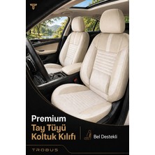 Trobus Chevrolet Aveo 2002+ Uyumlu Apex Serisi Tay Tüyü Bel Destekli Bej Premium Koltuk Kılıfı