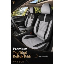 Trobus Ford Fiesta 2008+ Uyumlu Apex Serisi Tay Tüyü Bel Destekli Gri Siyah Koltuk Kılıfı