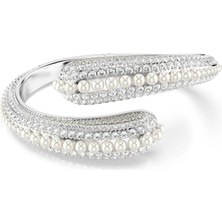 Swarovski Sublima Kelepçe Bileklik Kristal Inci Round Cut Beyaz Rodyum Kaplama M