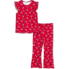 Hellobaby Kız Bebek Bluz-Tayt Kiraz Baskılı Bisiklet Yaka Kısa Kol Reçme