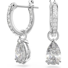 Swarovski Millenia Hoop Küpe Pear Cut Beyaz Rodyum Kaplama