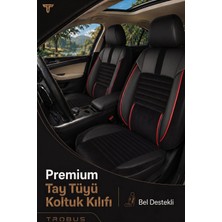 Trobus Skoda Scala 2019+ Uyumlu Apex Serisi Tay Tüyü Bel Destekli Siyah Kırmızı Koltuk Kılıfı