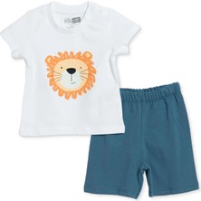 Hellobaby Erkek Bebek Pijama Takımı Araba Baskılı Çıtçıtlı Bisiklet Yaka Kısa Kol Reçme