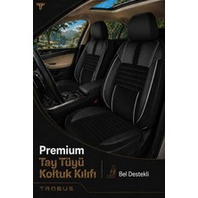 Trobus Opel Astra H 2004-2013 Uyumlu Apex Serisi Tay Tüyü Bel Destekli Siyah Beyaz Koltuk Kılıfı