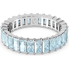 Swarovski Matrix Yüzük Baguette Cut Mavi Rodyum Kaplama 52