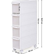 Esmo Home 4 Çekmeceli Raf, 4 Katlı 2 Ayrı Parça Kullanım, Mutfak Rafı Banyo Raf Standı Tekerlekli Niş Raf 84,5 cm Yükseklik, Beyaz KFR05W