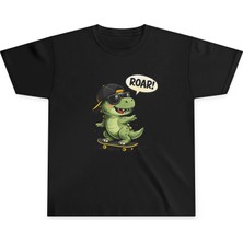 Tişört Kodu Dinozor Baskılı Çocuk Tişört | Roar! Skateboard Tasarım T-Shirt