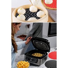 Esmo Home Buffer® Renkli Isıya Dayanıklı Yıkanılabilir Silikon Fırın ve Airfryer Yuvarlak Model Pişirme Matı 20 cm (Siyah)