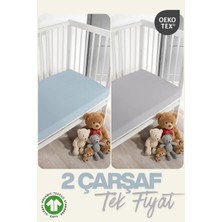 Evde Home %100 Pamuk Organik 2'li Lastikli Bebek Çarşafı - 2'li Set -60X110/120 +30 cm