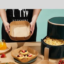Esmo Home Airfryer Pişirme Kağıdı,xl-Xxl Büyük Boy, Kare, 50 Adet Hava Fritöz Parşömen Fırın Kağıdı Tek Kullanımlık Kağıt Fırın Fritöz Pişirme Kızartma Tavası Için Uygun 20CM